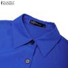 ZANZEA Women Casual Turn Down Collar Loose Short Sleeve Shirt Dress