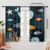 2pcs 2D flat printing Window Curtains Cute Ocean Creatures Cartoon Style Polyester Without Electricity Seasonal Party & Holiday