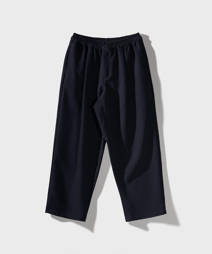 FFEFF STUDIO Single-Pleat Wide Elastic Waist Slacks (Dark Navy)