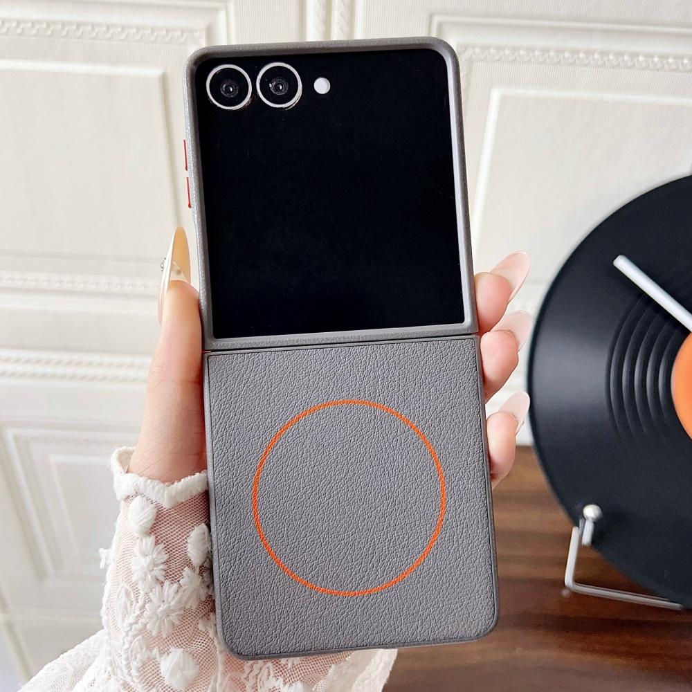 Luxury Leather Magnetic Phone Case For Samsung Galaxy Z Flip 7 Flip6 Flip5 Cover for Magsafe Wireless Charge Protective Cases