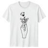 Graceful Hand Holding Flowers Unisexs TShirt Line Art Floral Birthday Gift