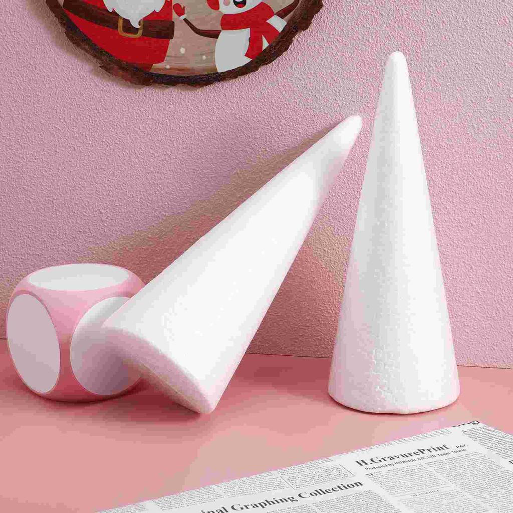 2 PCS Foam Cone Christmas and Crafts for Kids Themed Party Ornament DIY Decorations Children Supplies Shaped Polystyrene