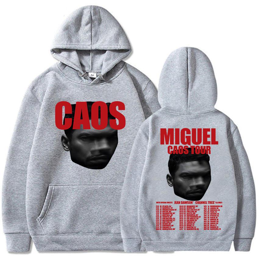 MIGUEL CAOS Tour 2026 Hoodies Long Sleeve Winter Hooded Sweatshirts Unisex Streetwear Hip Hop Fleece Pullovers Print Hoody