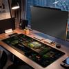 Large Gaming Mouse Pad 900x400 with Black Cat Green Plants Design Mouse Mat Non-Slip Rubber Stitched Edges Home Office Desk Pad