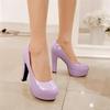 Elegant Women High Heels Platform Shoes Spring Sexy Pumps Patent Blue Pink Black Heeled Party Wedding Shoes Female Large Size 45