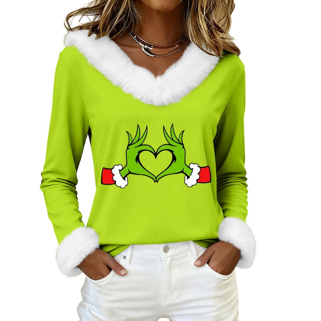 Long Sleeve Shirts For Women Cute Tops Christmas Prints Tees Blouses Casual Plus Size Basic Tops Pullover