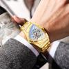 Automatic Man Watch Luxury Stainless Steel Triangle Dial Mechanical Wristwatches Skeleton Waterproof Luminous Watch