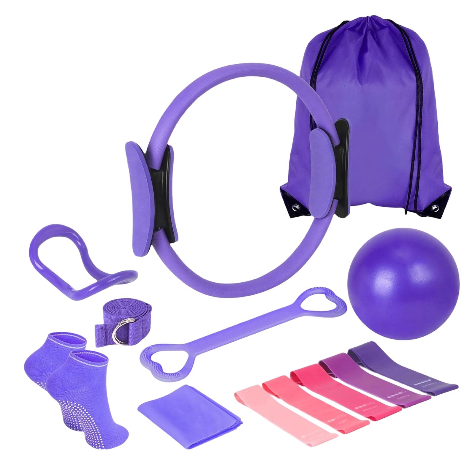 Pilates Kit, The Set Of 13, Includes A Pilates Ring, A Day Resistance Band, A Yoga Ring, 5 Resistance Bands,and So-. Home Pilates Mat Kit One Size фиолетовый