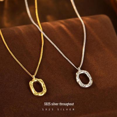 Banyan Tree S925 Silber Unregelmäßige Donut-Halskette - Koreanischer Kaltstil Schlüsselbeinkette für Damen