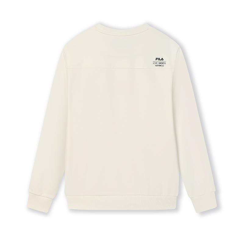 FILA Heritage Series Casual Simple Pullover Long Sleeve Sweatshirt Men sweatshirt Egrets-White F11M518209F-WT