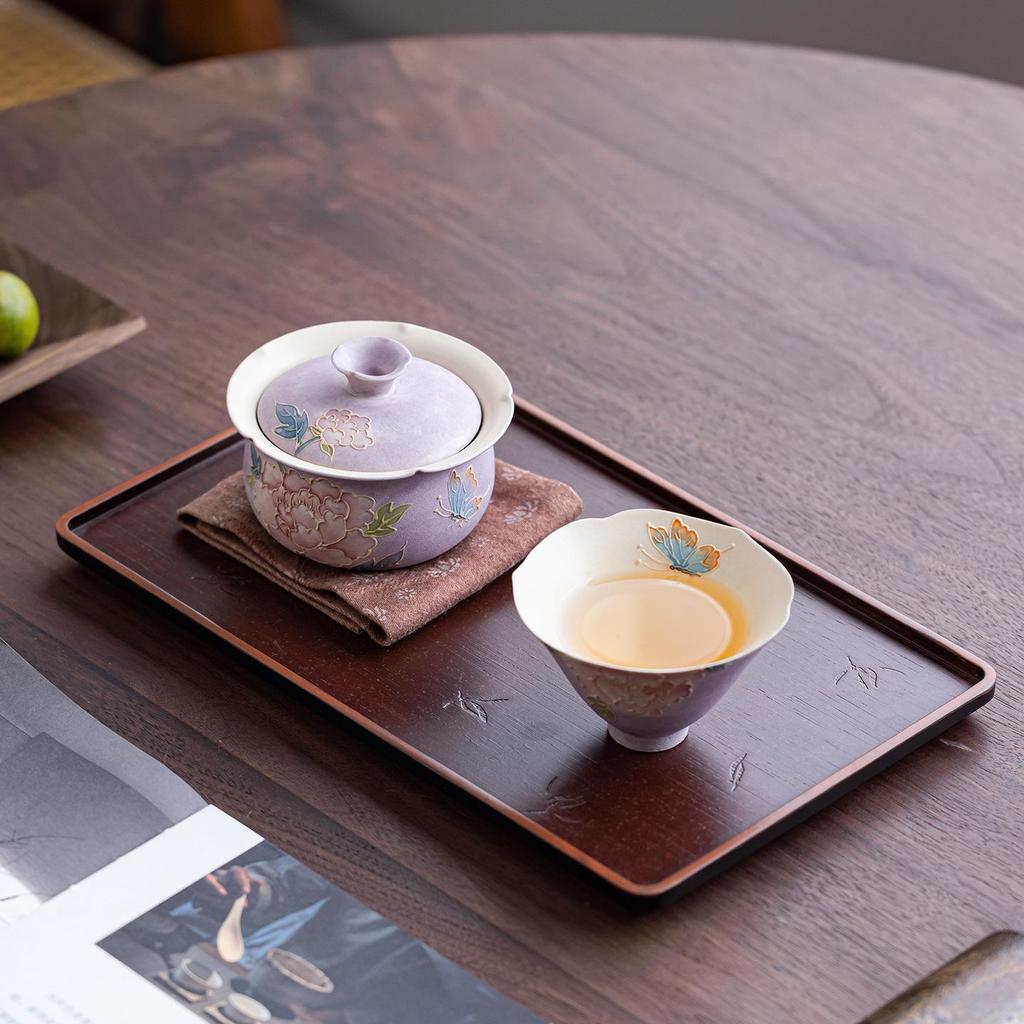 Hand-Painted Peony Ceramic Tea Set: Birthday & Mid-Autumn Gift