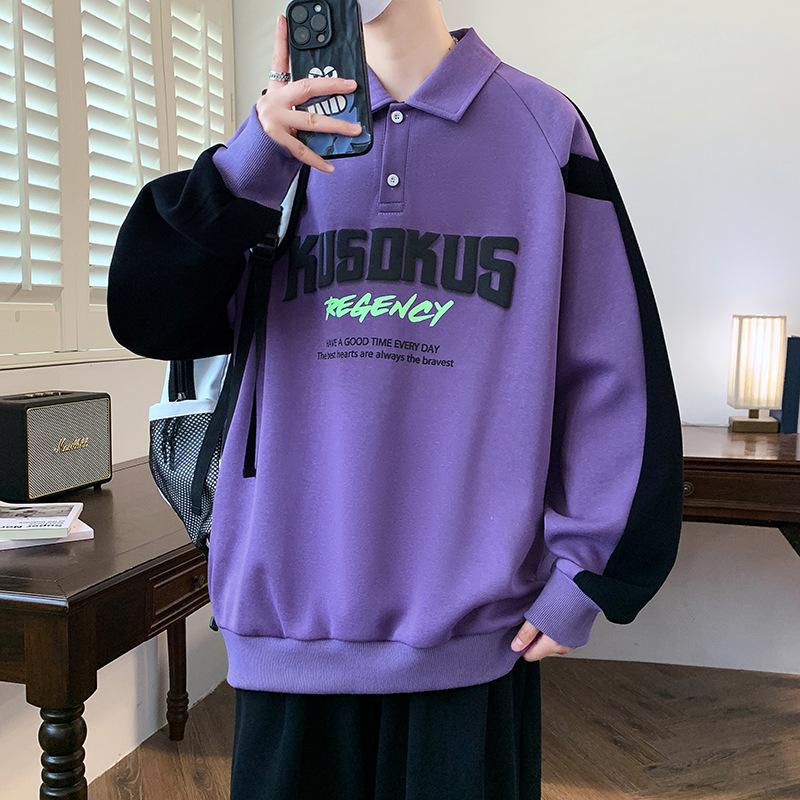 

Autumn New POLO Shirt Long-sleeved Boy Loose Splicing Handsome Top M