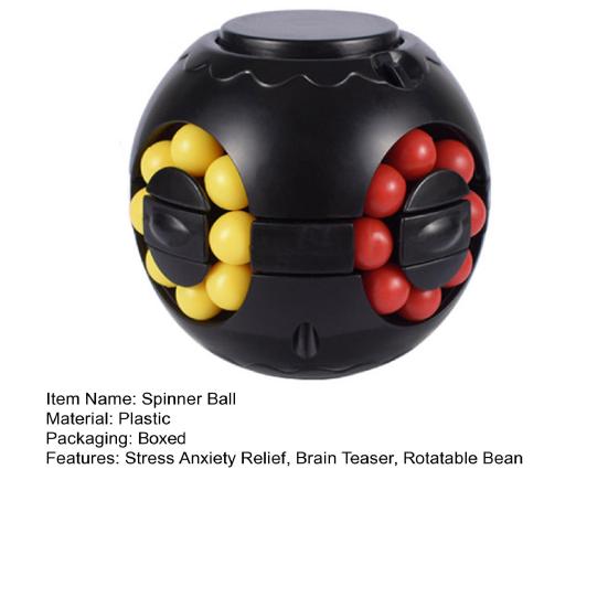 Rotatable Bean Ball Fidget Toy Stress Anxiety Relief Brain Teaser Rolling Bead Puzzle Spinner Ball Educational Toy Decompression Gadget