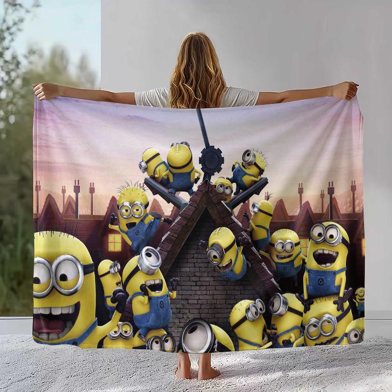 

Cute Minions cartoon Flannel Blanket,Ultra Soft Warm Plush Throw for Home Bedroom Bed Sofa Cover Camping Picnic gift kids 75x90cm