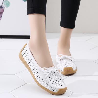 Fashion Women Flats Summer Women Genuine Leather Shoes With Low Heels Slip On Casual Flat Shoes Women Loafers Soft Nurse Ballerina Shoes