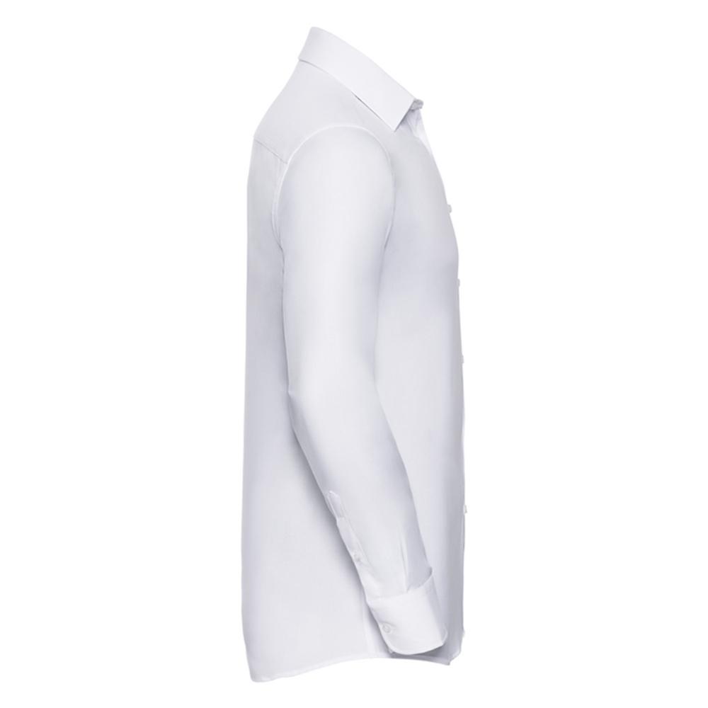 Russell Collection Mens Plain Herringbone Tailored Long-Sleeved Shirt