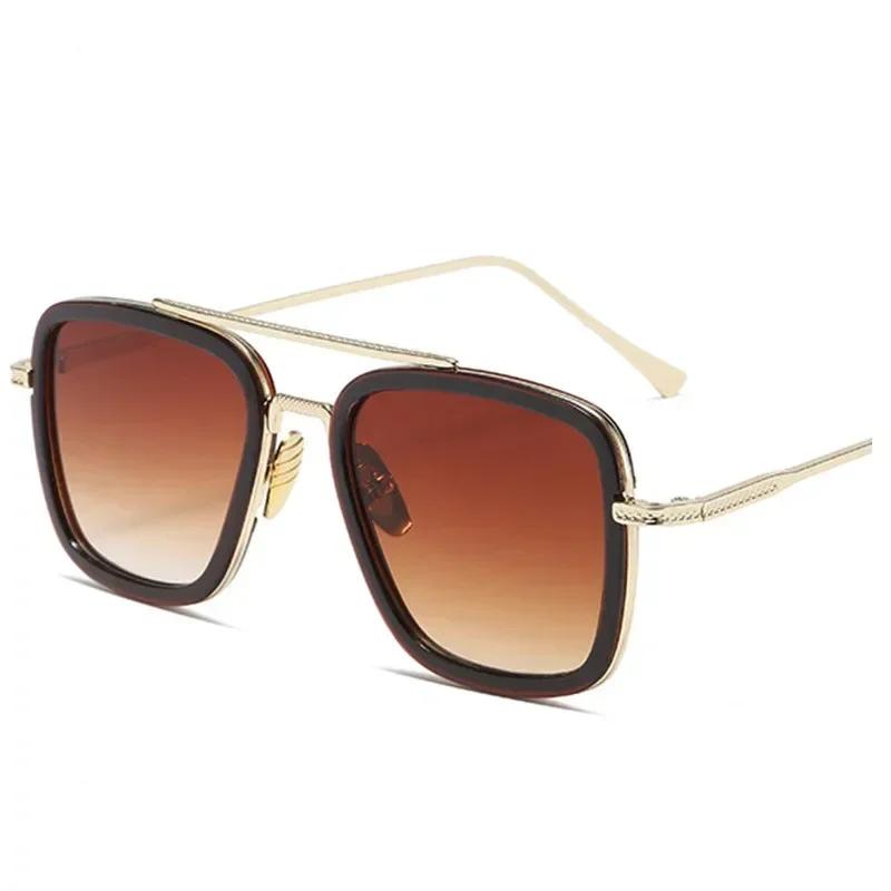 Luxury Square Sunglasses Men Women Brand Designer Retro Alloy Frame Big Sun Glasses Vintage Gradient Male Female Oculos Feminino