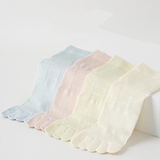 1 Paire Chaussettes Cinq Doigts Femme Ultra-fines Respirantes Absorbantes de Sueur Tube Moyen