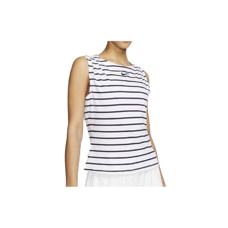 Женский топ-майка для тенниса Nike court Dri-Fit Maria с полосатым логотипом Белый Синий CI9371-100 L