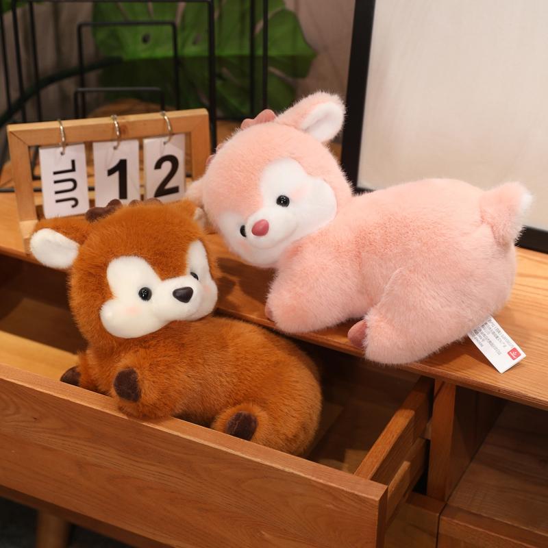 Kawaii Christmas Elk Animals Plush Dolls Stuffed Soft Toys Sika Deer For Kids Family Xmas Birthday Gift Party Decor for  Baby