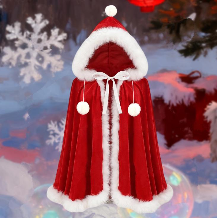 Gender-Neutral Gold Velvet Santa Claus Christmas Party Cloak Shawl