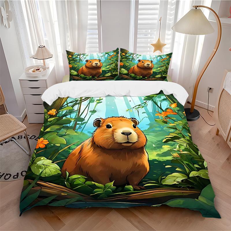3pcs Anime Cartoon Design Duvet Cover Set with One Quilt Cover and Two Pillowcases (No Core) - Home Decor, Festival Gift, Polyester Fabric, Suitable f