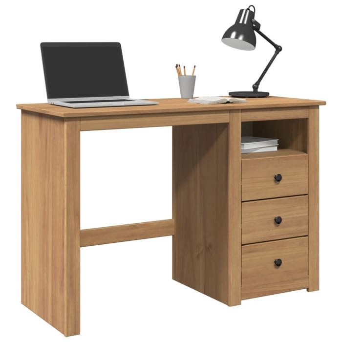 VidaXL Bureau Panama 112x45x75 cm bois massif de pin, bureau de travail, bureau d'étude, bureau à domicile, bureau 4016389