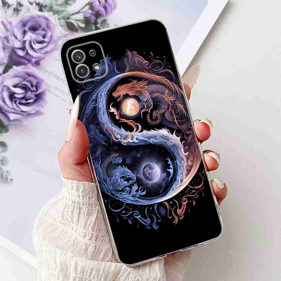 For Samsung Galaxy A22 5G Case SM-A226B Fashion Flower Bear Soft Silicone Cover For Samsung A22 A22 SM-A226BRN 6.6" Phone Casing