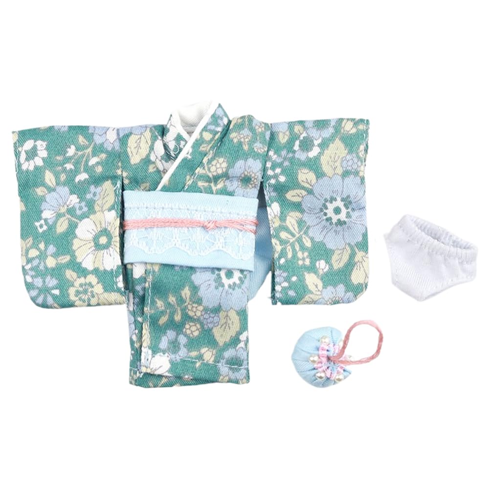 Obitsu 11 (OB11) Size Outfit for Obitsu Dolls (11cm Body): Yukata, Kimono, Japanese Clothing, Girl's Outfit, Multicolor, 4-Piece Set (C)