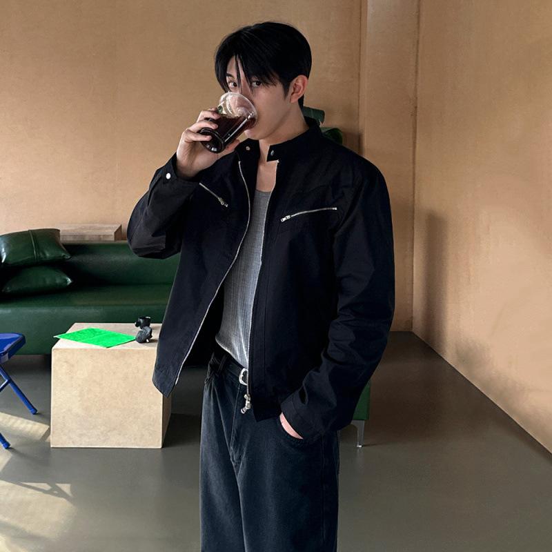 Stand Collar Jacket Men's Autumn and Winter Trendy Coat Korean Style Loose Design Top