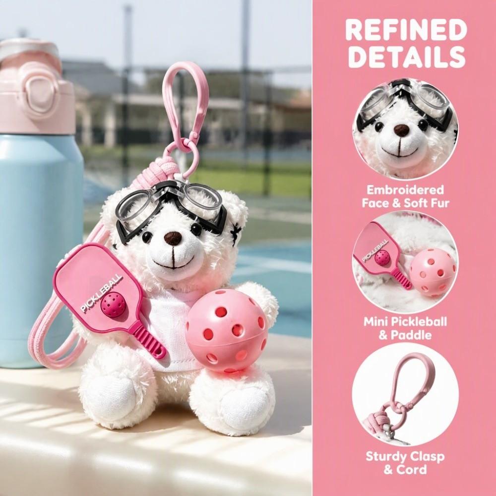 Cartoon Pickleball Pilot Bear Pendant Soft Car Key Ring Cute Bag Pendant Bag Accessories