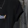 Women's Embroidered Animal Print Round Neck T-shirt