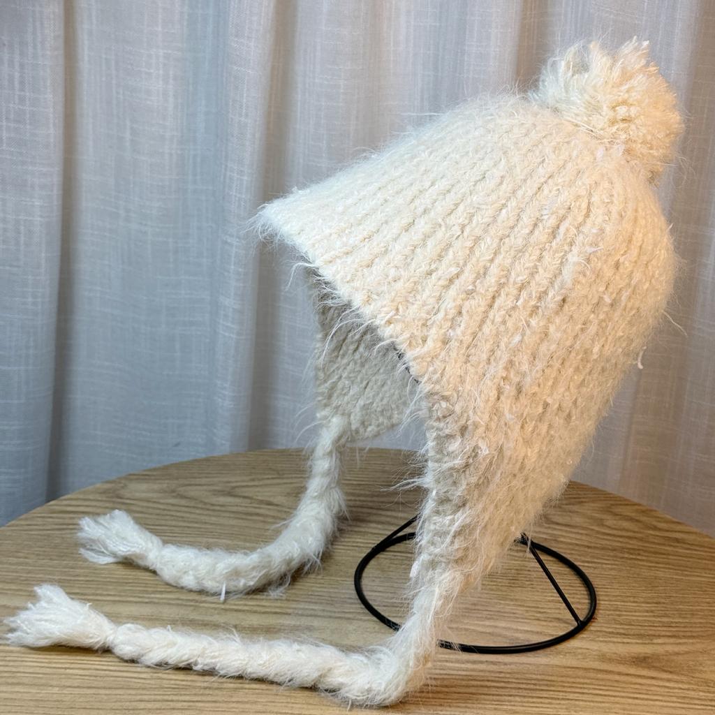 New Xiaoxiangfeng Export Fabric Knitted Ear Protection Hat for Women with Big Fur Ball Cute Woolen Hat Autumn and Winter Handmade Baotou Hat