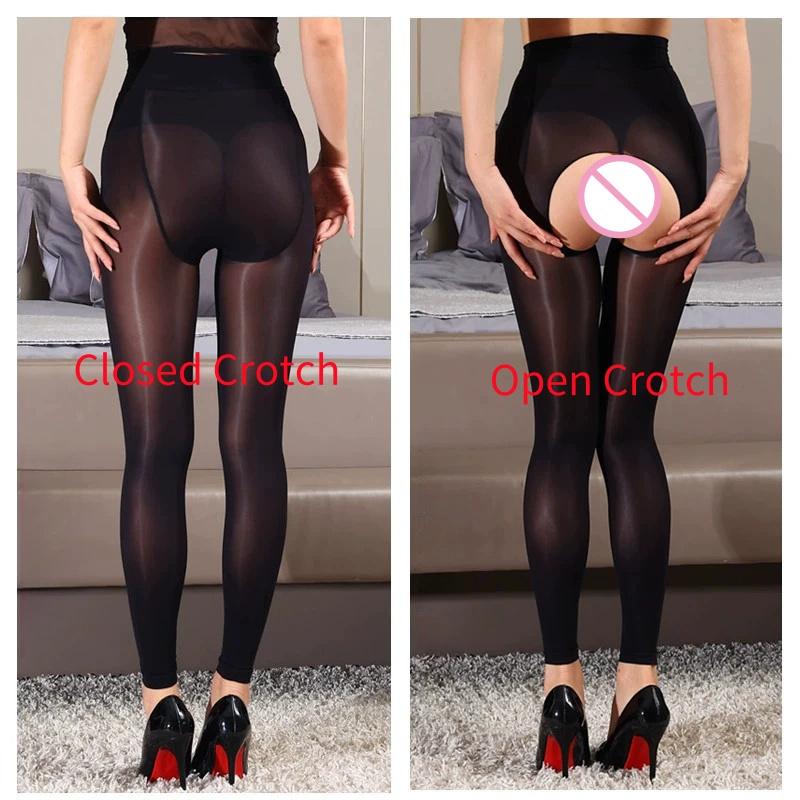 Plus Size Women Oil Glossy Silk Pantyhose Anti-hook High Stretchy Sheer Leggings See Through Sexy Stockings T Crotch Underwear