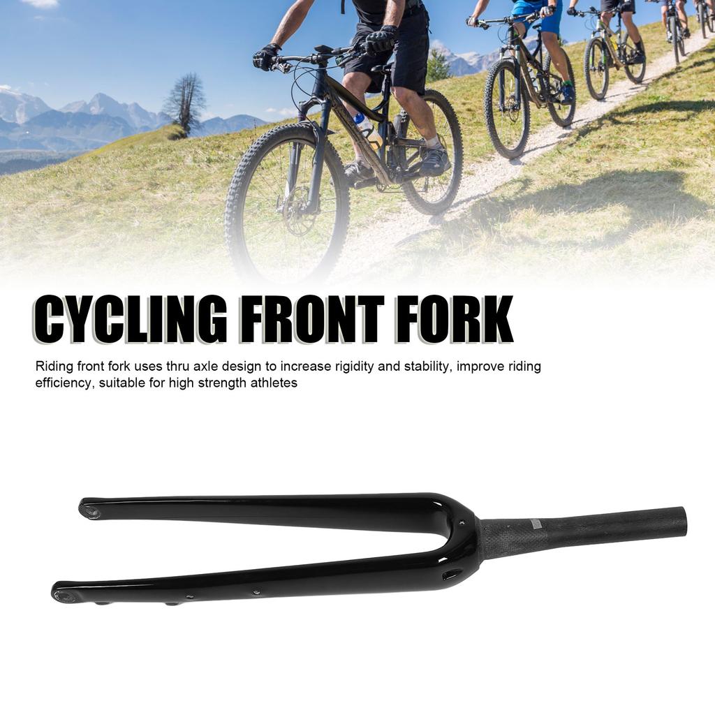 Garfo Dianteiro de Carbono para Ciclismo de Estrada 700C Sem Amortecimento para Eixo Passante Acessório de Garfo Rígido Preto