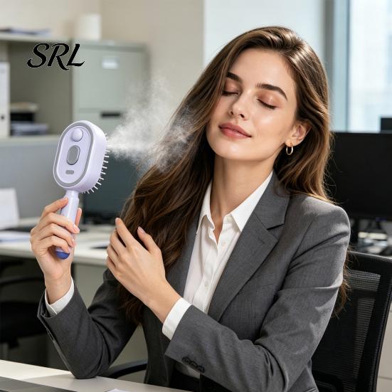 Massaggiatore Elettrico per Cuoio Capelluto con Spray, Pettine Massaggiante ad Aria, Pettine a Vapore Ricaricabile per Capelli, Pettine Idratante a Secco con Nebbia d'Acqua, Auto-Pulente Anti-Groviglio