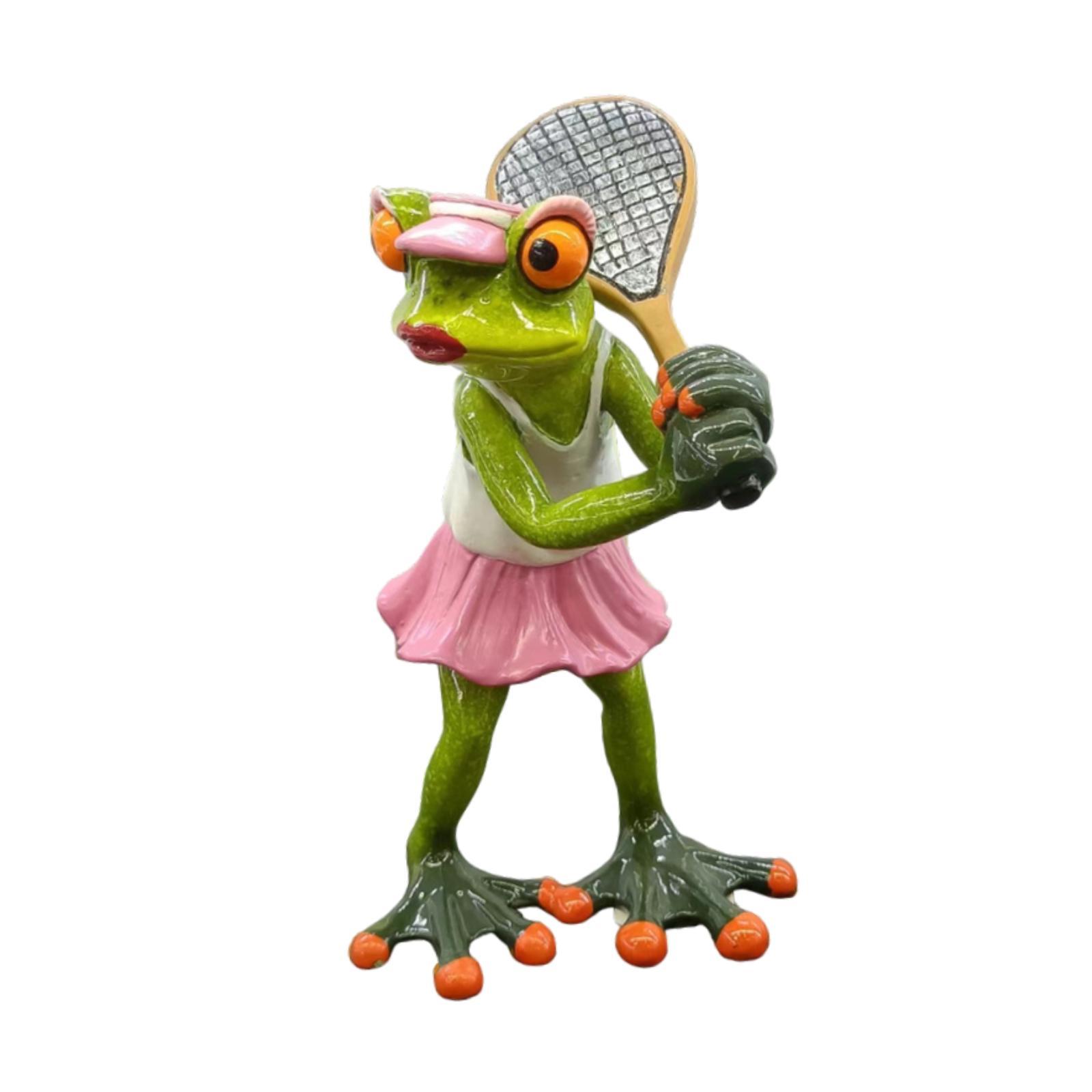 

Tennis Frog Statue Collection Desktop Ornament for Cabinet Desk Bedroom