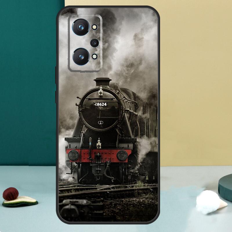 Vintage Steam Train Railway For Realme 14 13 Pro Plus 10 11 12 GT 5 6 6T GT7 Pro C61 C55 C53 C51 C21Y C25S C75 C67 Case