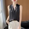 2026 Spring/Summer Silk Satin V-neck Sleeveless Solid Color Tank Top