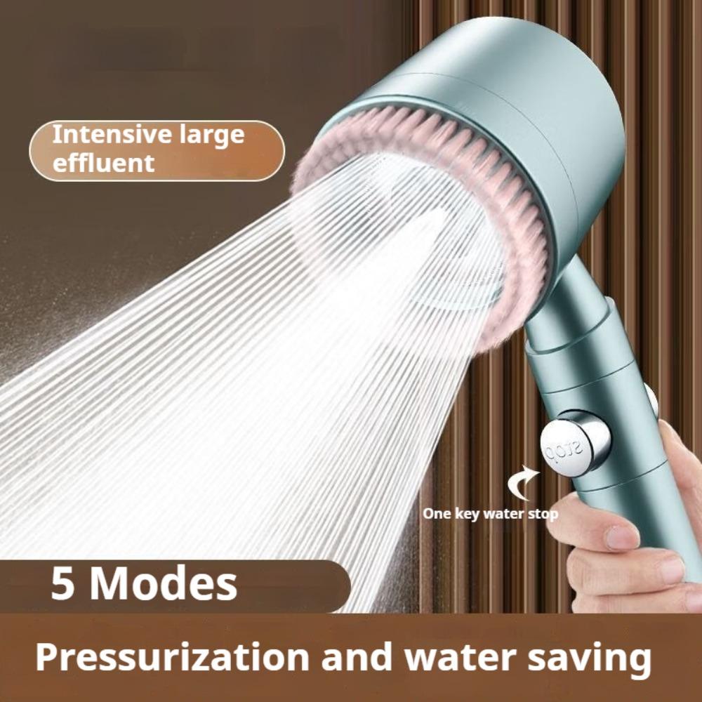 

5 Spray Adjustable Spa Shower Head Turbo High Pressure Water Saving Handheld Shower Heads OneKey Stop Bathroom Accessory