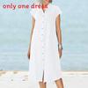 Cotton Linen Long Dress With Pocket And Stand Collar For Casual Travel