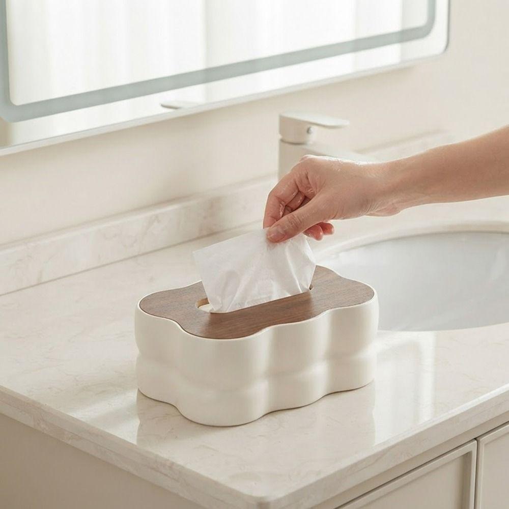 Plastic Cloud Shape Tissue Box Large Capacity Wavy Tissue Dispenser Paper Storage Holder Bedroom
