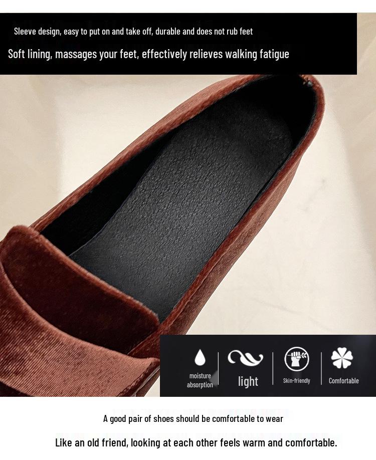 2025 Korean Style Pointed Toe Square Heel Slip-on Women's Fashion Flats