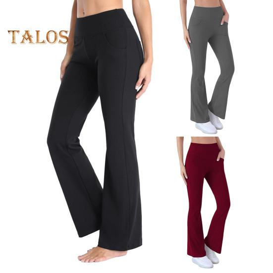 Women's Flared Yoga Pants High Waist Bootcut Workout Leggings with Pockets Stretchy Bell Bottom Trousers for Office Workout