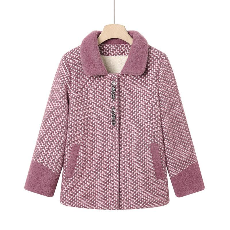 

Autumn and winter new plush woolen coat women s winter thickened warm woolen coat 5XL [Recommended 150-80 kg] розовый