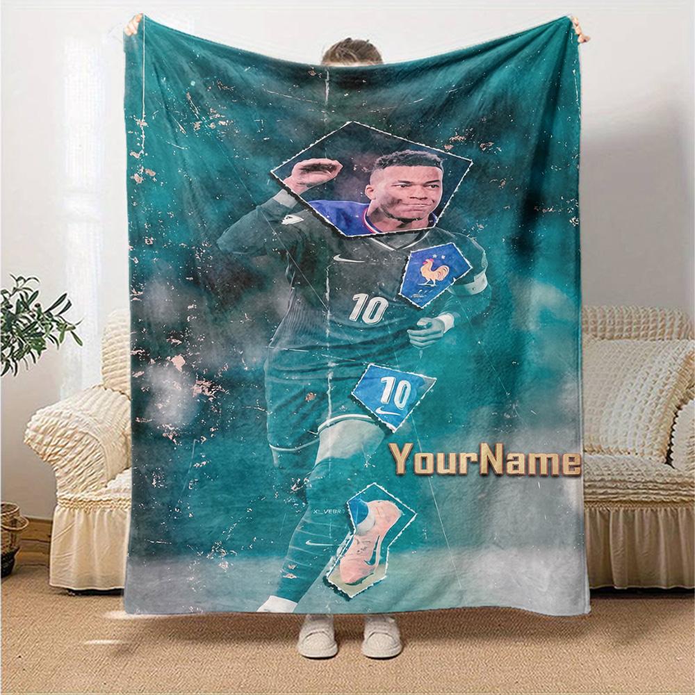 Mbappe Personalized Text Blanket Multi-purpose Customizable Blanket Soft & Cozy Perfect for Home Decor Picnics Seaside Bedding for All Occasions