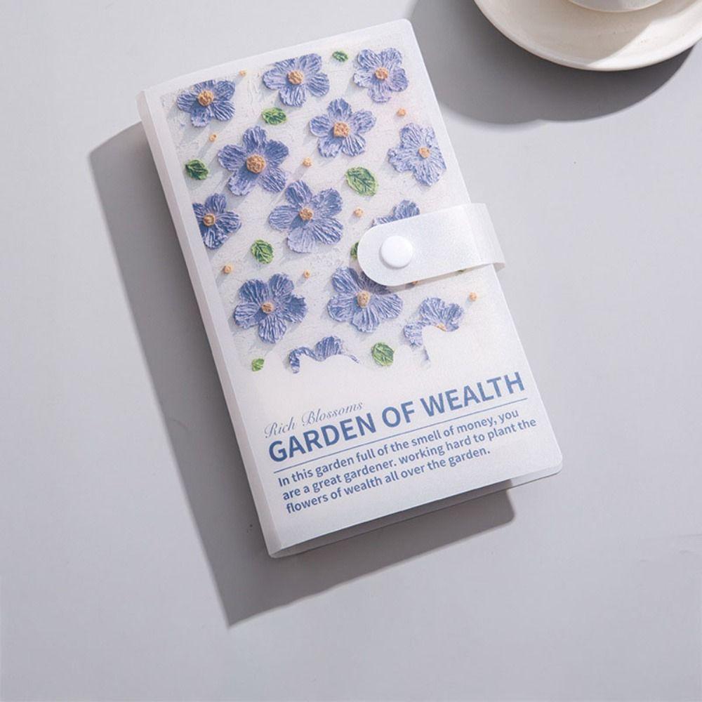 Flower Printed Button Notebook for Money Anti-splash Water PVC Savings Book  50 Sheets