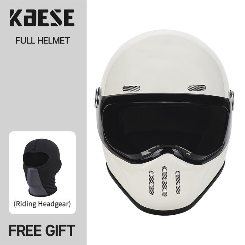 New Fashion Retro Motorcycle Helmets Fiberglass Shell Vintage Cafe Racer Fiber Glass Full Helmet for Motocross Scooter