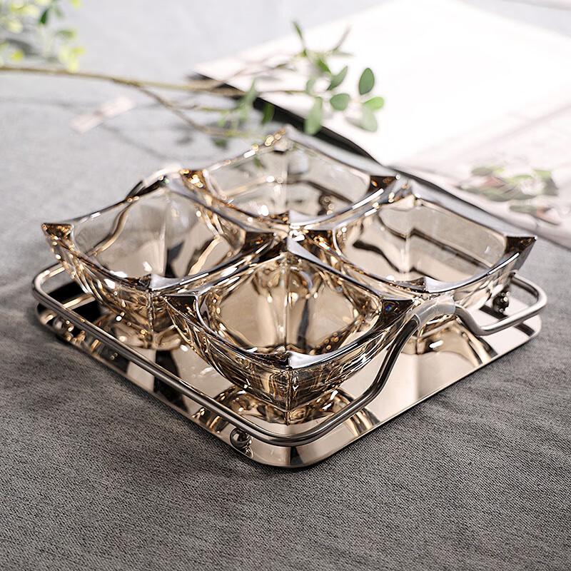 European Style Crystal Glass Snack Serving Plate with Lid