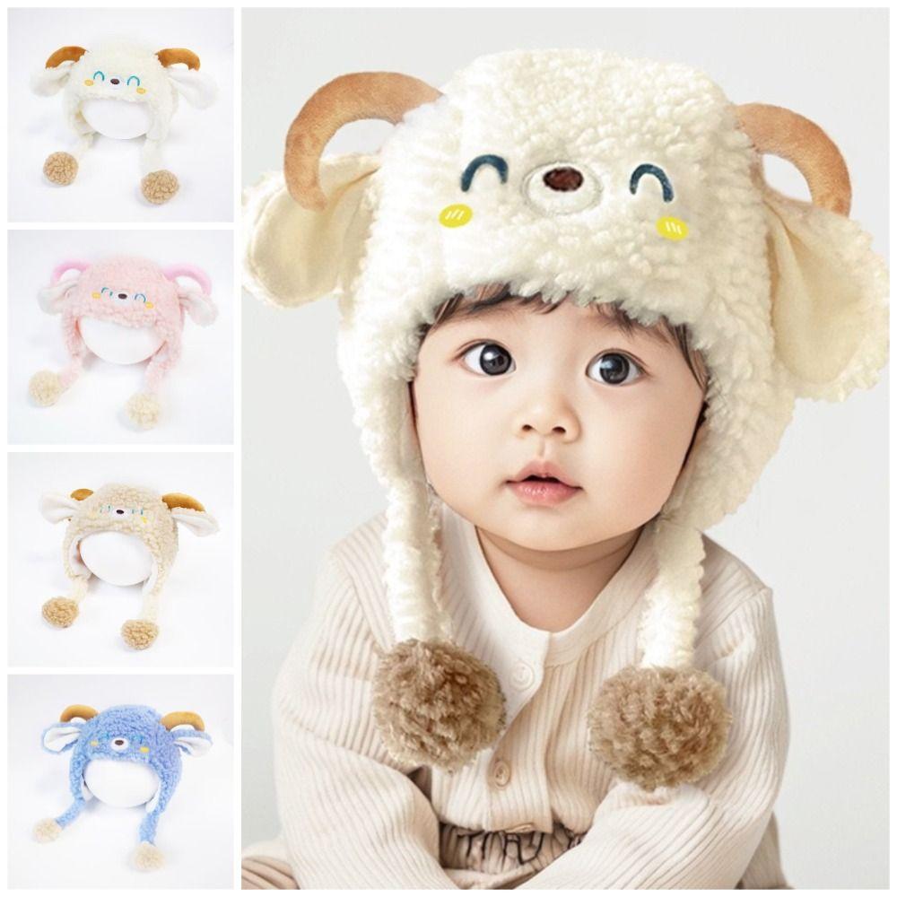 Cartoon Baby Ear Protection Hat Kawaii Winter Warm Hat Children's Pullover Hats  Infant